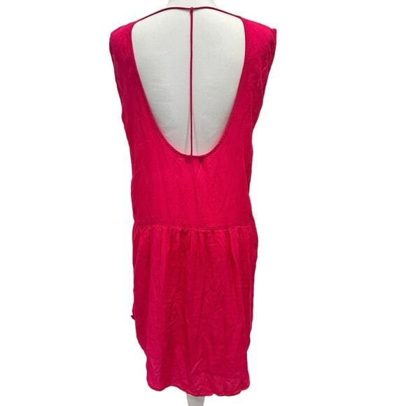 IRO Olivia Hot Fuchsia Pink Drop Waist Sleeveless Open Back Mini Dress Glam Bold - Picture 3 of 10